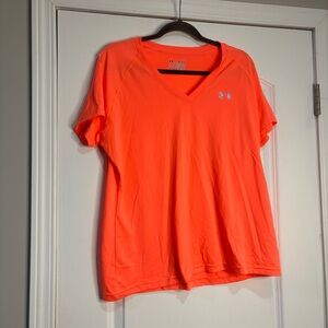 Under Armour Orange V Neck Athletic Tee Size XL